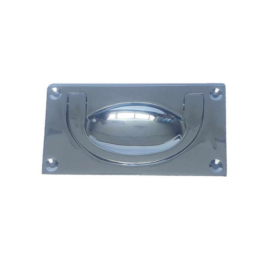 Delf Flush Drop Handle - 88mm x 50mm - Satin Chrome - Solid Brass - Easy Pull - SuperSaverAU - view 1