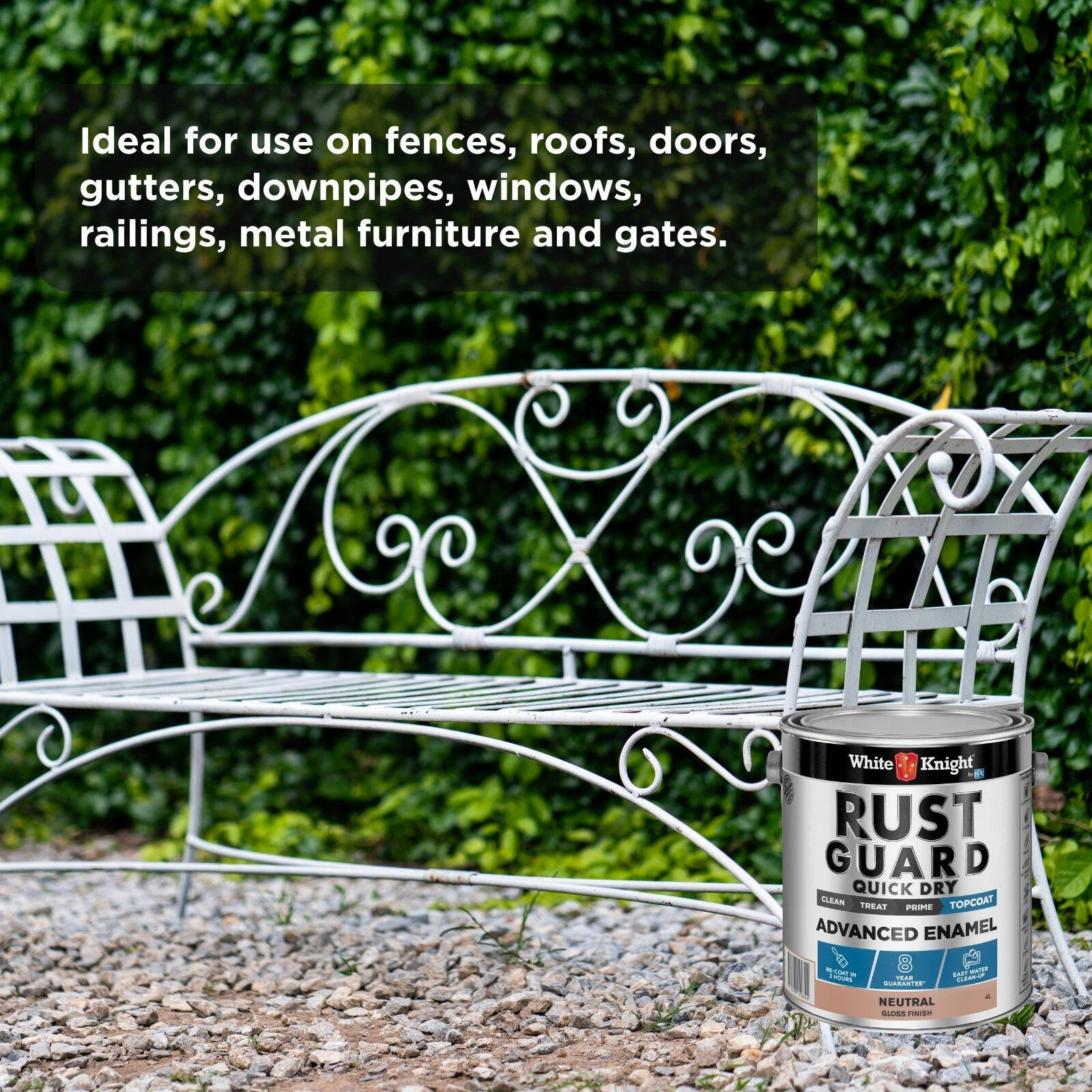White Knight Rust Guard 4L Neutral Gloss Quick Dry Advanced Enamel Paint