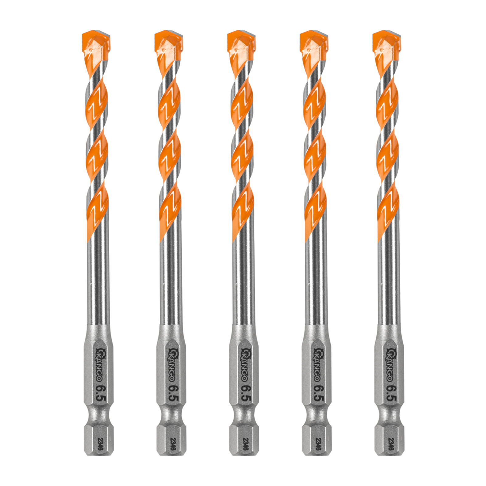 Kango 6.5 x 100mm Masonry Drill Bit 5 Pack - Carbide Tip, 1/4" Hex Shank