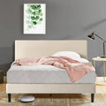 Zinus Liam Classic Home queen upholstered bed base - beige fabric, padded headboard - AU-FPPPBG-12Q