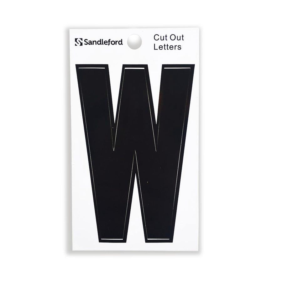 Sandleford 85mm Black Cut Out Self Adhesive House Letter W - SuperSaverAU - view 1