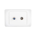 DETA PAL and F-Connector Outlet - White Polycarbonate Nickel Plated TV Wall Plate