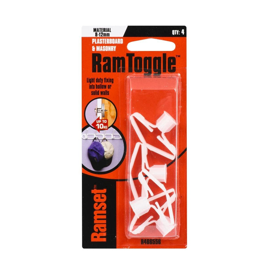 Ramset Ramtoggle 8 x 12mm Nylon Fasteners 4 Pack Flush Fixing - SuperSaverAU - view 1