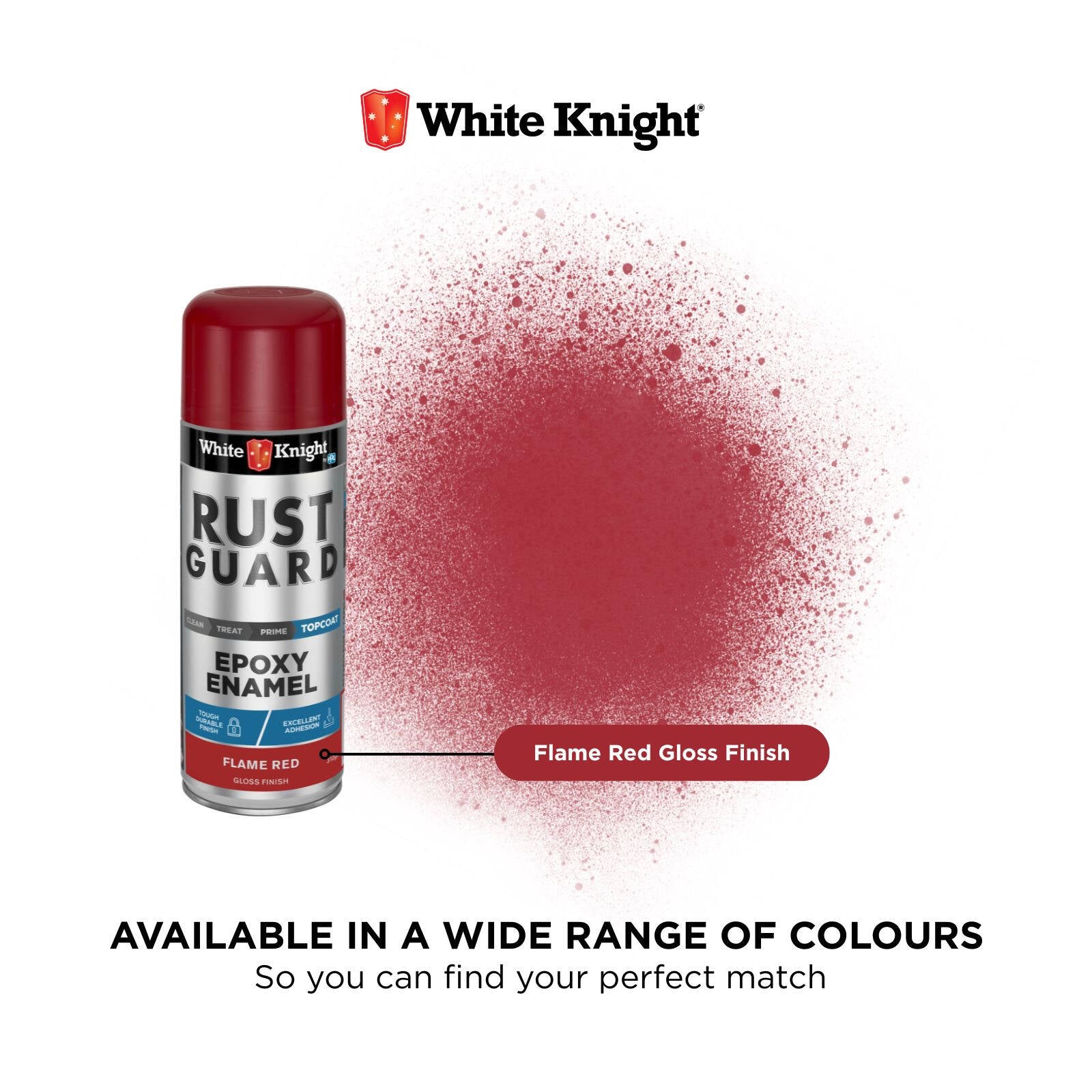 White Knight Rust Guard 310g Flame Red Gloss Epoxy Enamel Spray Paint
