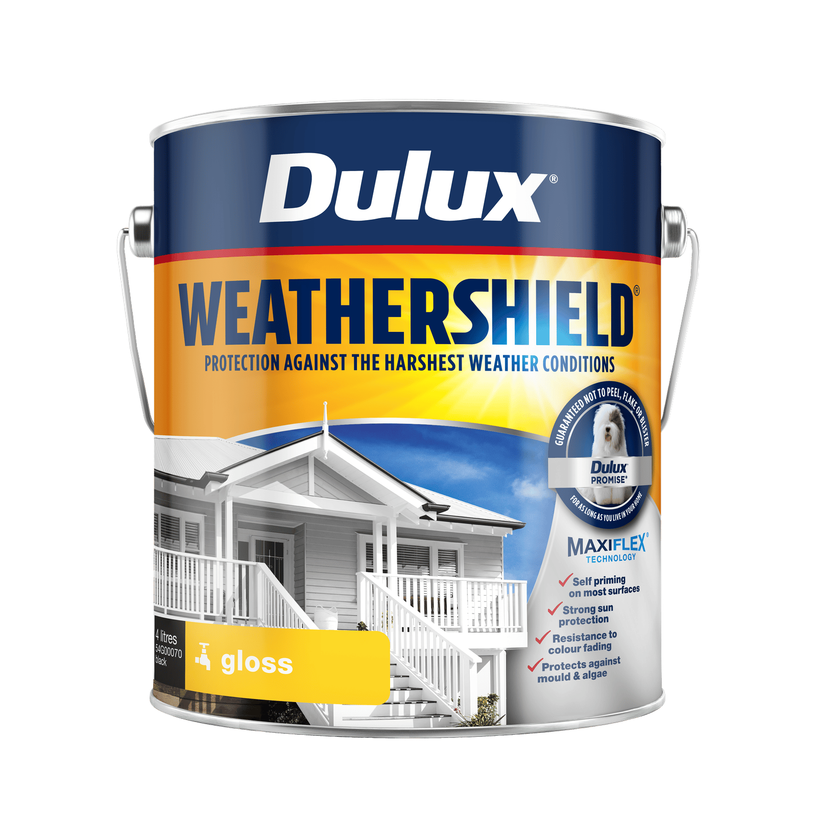 Dulux Weathershield 4L Black Gloss Exterior Paint UV Resistant Self Priming