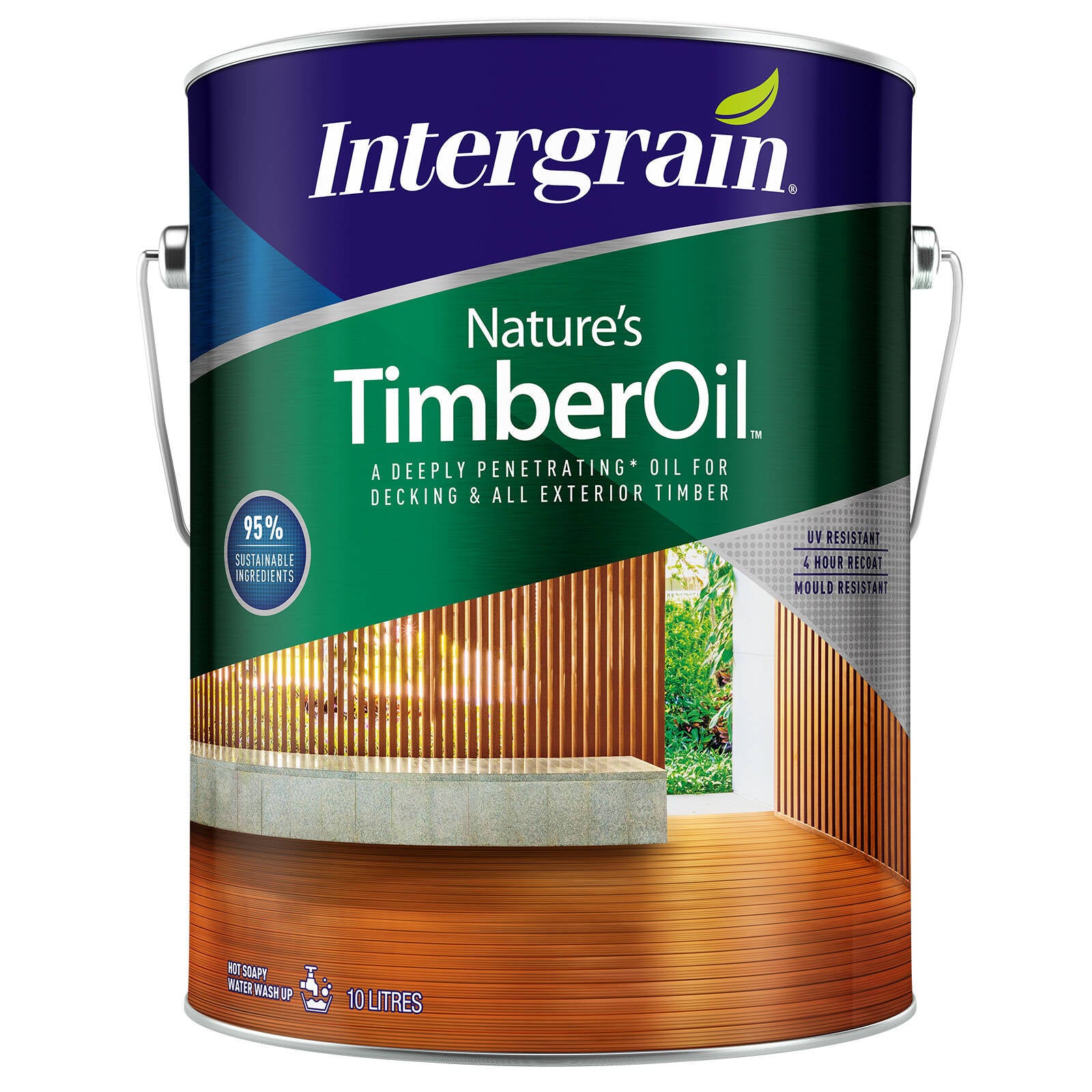 Intergrain Nature's Timber Oil 10L Natural, Oil-Based, UV Resistant, Splatter Resistant Exterior Finish