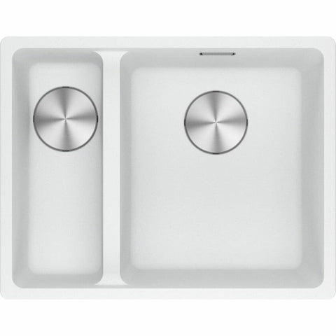 Franke Maris 1 and 1/2 bowl left topmount sink - Polar White granite - no drainer - MRG660-SBLPWB