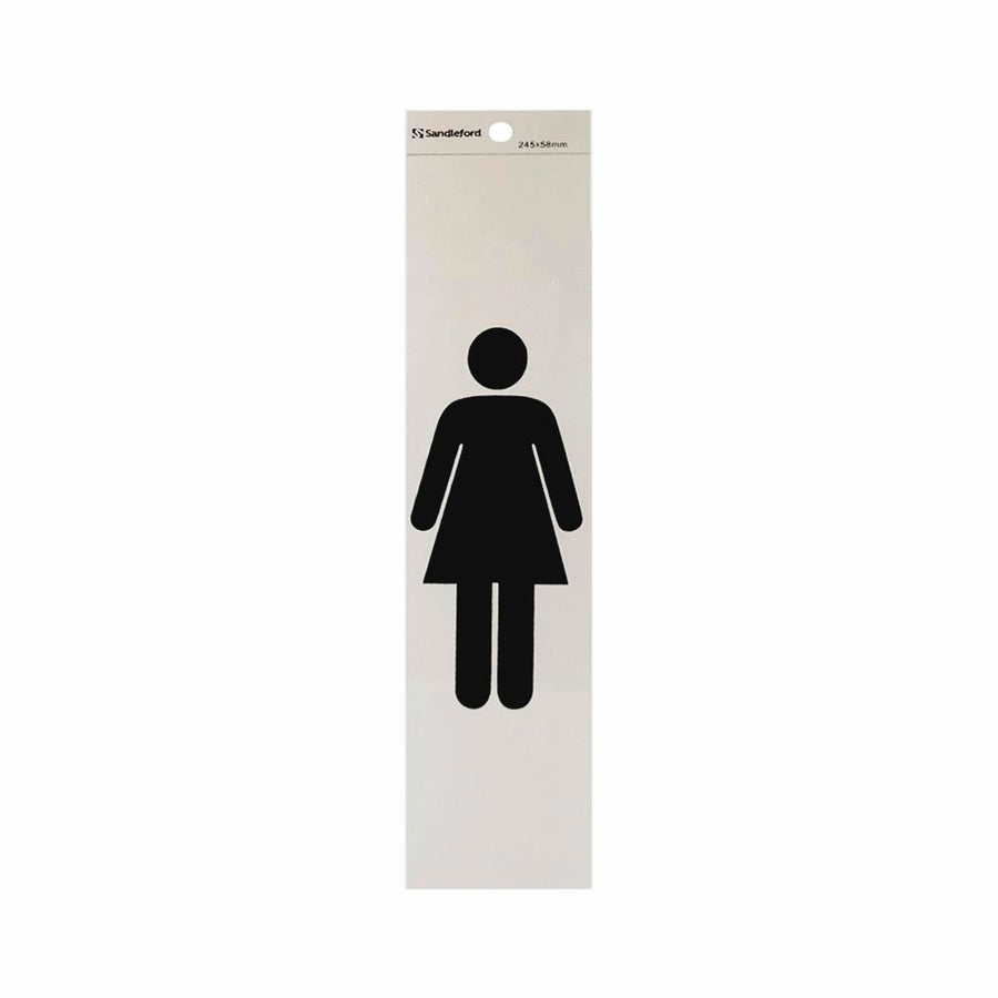 Sandleford Ladies Symbol Silver Self Adhesive Sign 245 x 58mm - SuperSaverAU - view 1