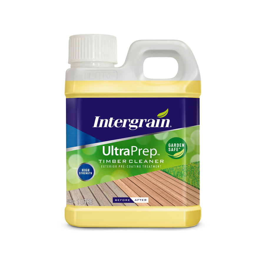 Intergrain UltraPrep Timber Cleaner 1L, Garden Safe Exterior, Water Clean-Up