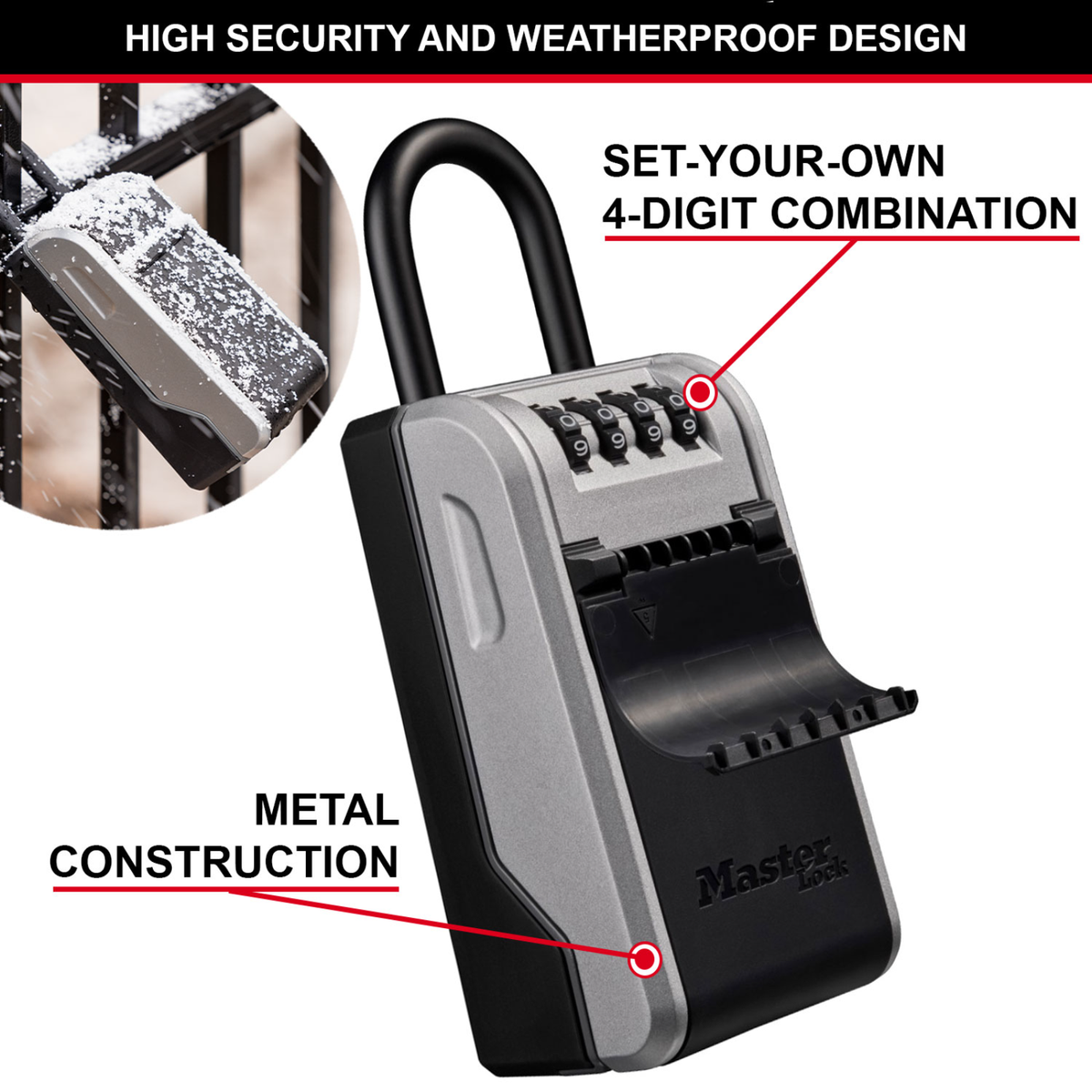 Master Lock Portable Key Safe - Holds 10 Keys - 76mm x 196mm - Steel - SuperSaverAU - view 3