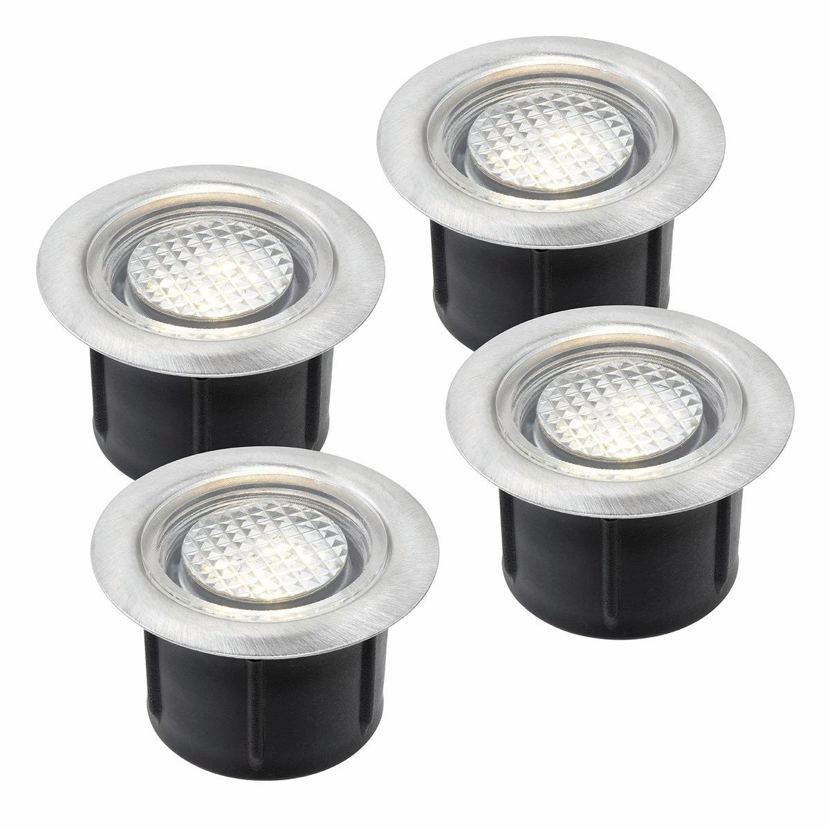 Brilliant Warm White LED Lennox Deck Light Add On Kit 4 Pack - 40mm - Stainless Steel - SuperSaverAU - view 1