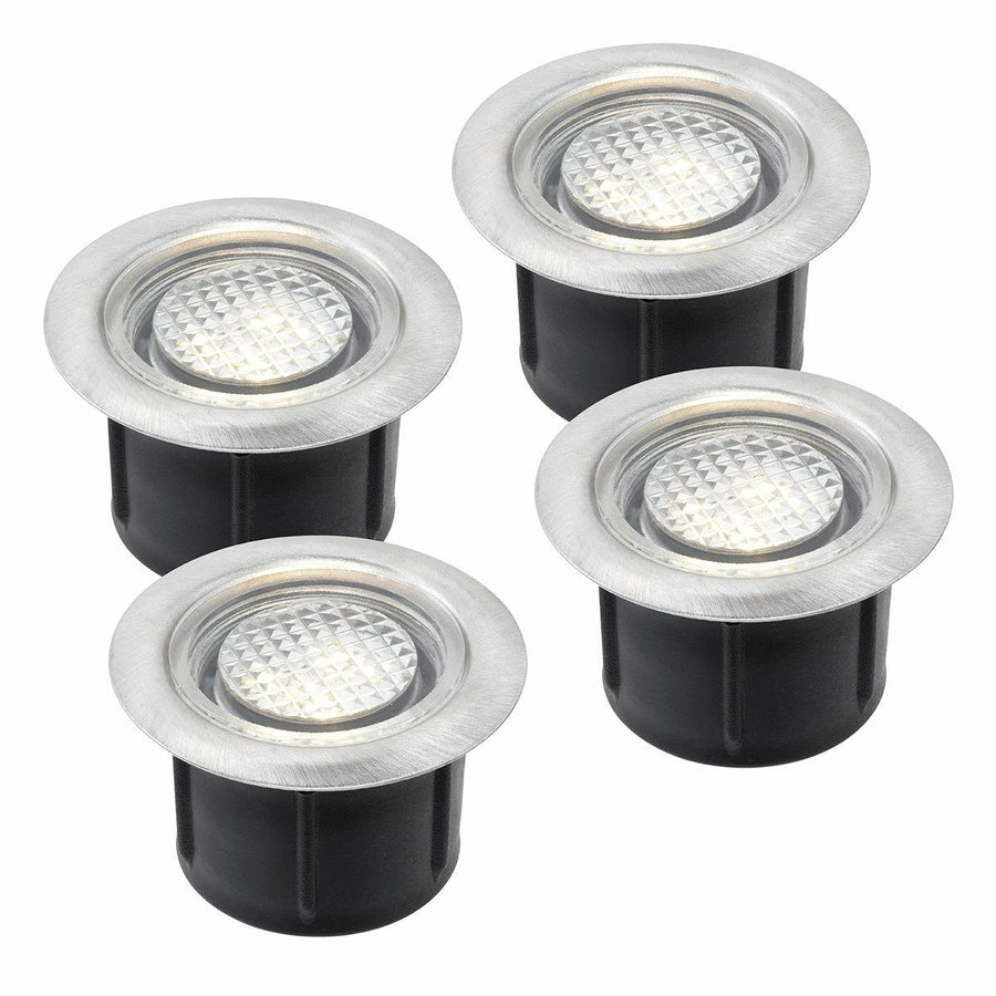 Brilliant Warm White LED Lennox Deck Light Add On Kit 4 Pack - 40mm - Stainless Steel - SuperSaverAU - view 1