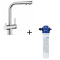 Blanco dual lever tap and filter pack - brushed chrome 3-in-1 mixer with water filter - FONTASBRKIT