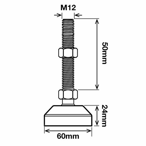 Richmond 60mm x M12 Zinc Plated Ball Jointed Levelling Foot