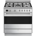 Smeg 90cm Classic Dual Fuel Freestanding Oven - Stainless Steel, Five Burners, Thermoseal - FS9606XS1