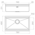 Artinox Layer SBR 74 Workstation Sink - Dual Level, Brushed 304 Stainless Steel, Italian Made - SBR74