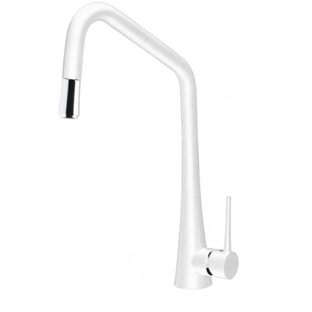 Armando Vicario Tink Pull Out Kitchen Mixer Tap - White, 4 Star WELS, Side Lever - TINKD-W