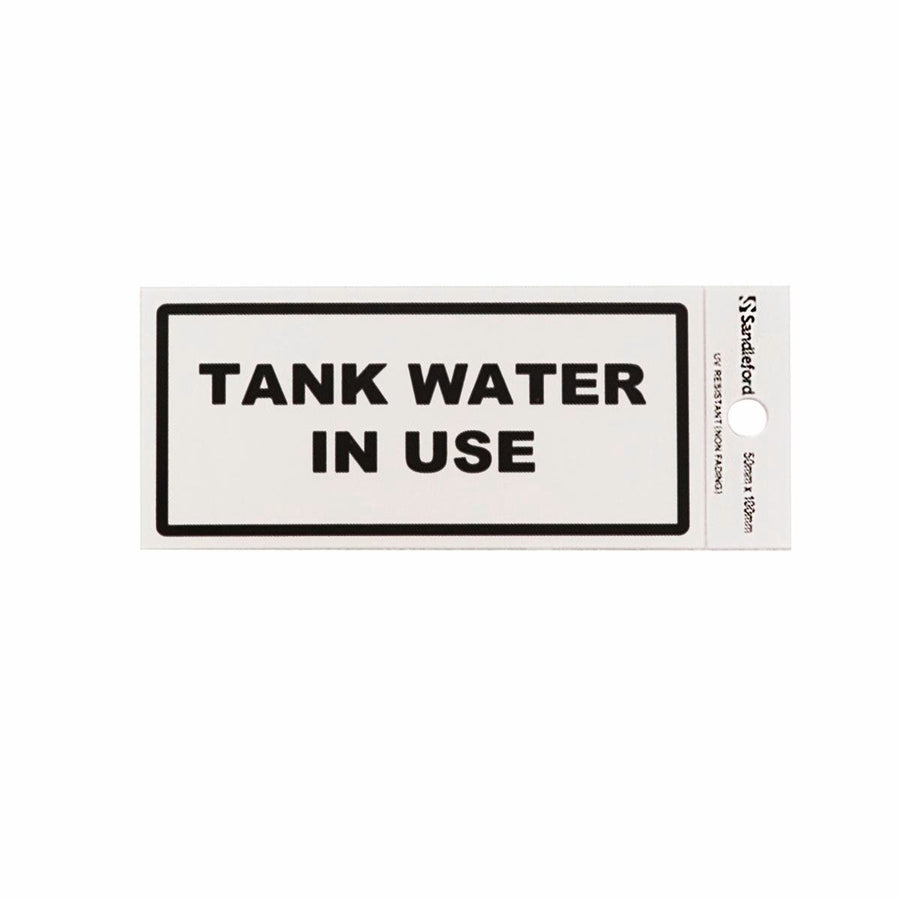 Sandleford Tank Water in Use Self Adhesive Sign - Silver - 100 x 50 mm - SuperSaverAU - view 1