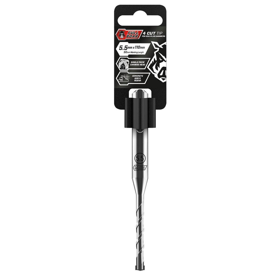 Full Boar Drill Bit - 5.5mm x 110mm - Carbide - 4 Cut Tip - SuperSaverAU - view 1
