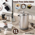 1L Stainless Steel French Press Coffee Maker Portable Camping Plunger Pot - Black - view 2