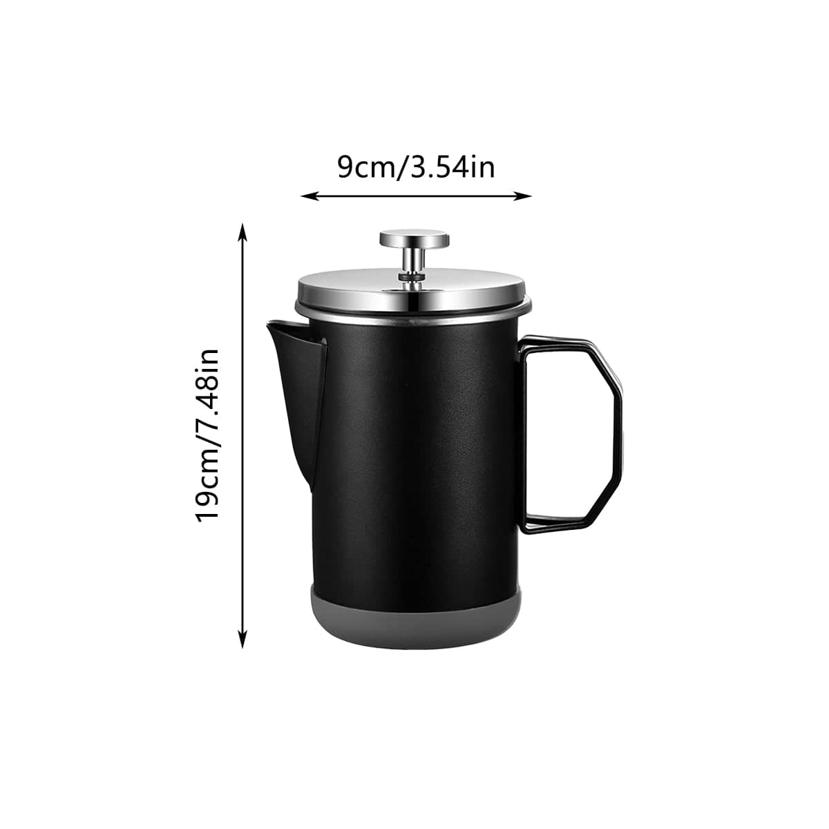 1L Stainless Steel French Press Coffee Maker Portable Camping Plunger Pot - Black - view 4