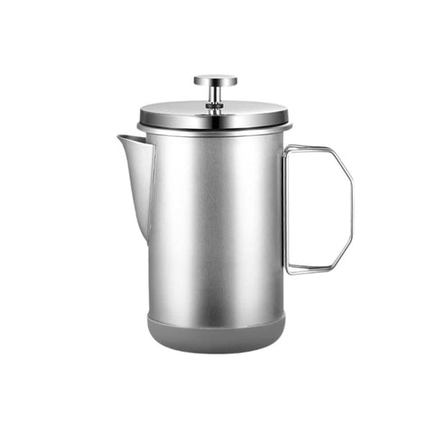 1L Stainless Steel French Press Coffee Maker Portable Camping Plunger Pot - Silver