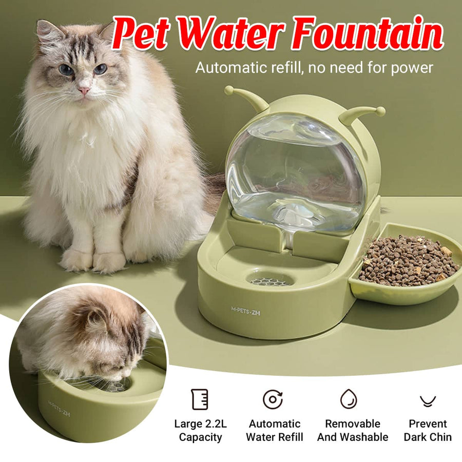 2.2 L Pet Water Fountain with Food Bowl and Auto Circulation Filter