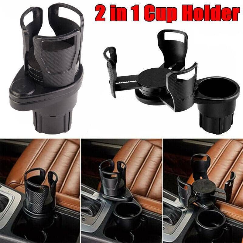 2-In-1 Car Cup Holder Expander with 360 Degree Rotating Base for Most Cars