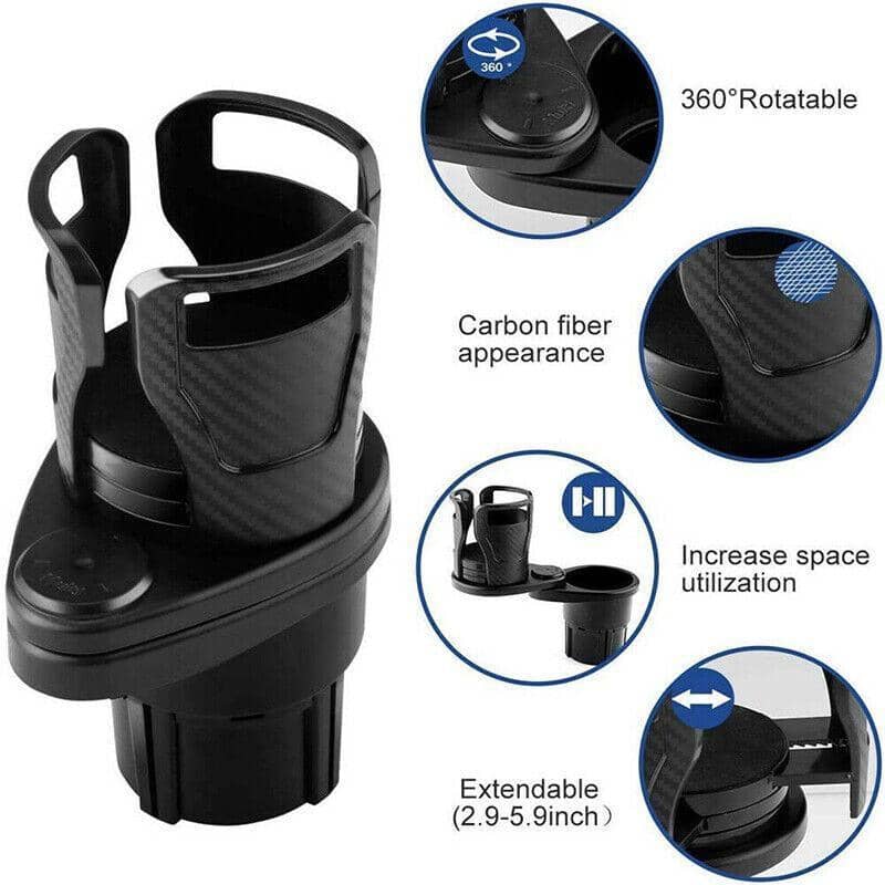 2-In-1 Car Cup Holder Expander with 360 Degree Rotating Base for Most Cars - view 4