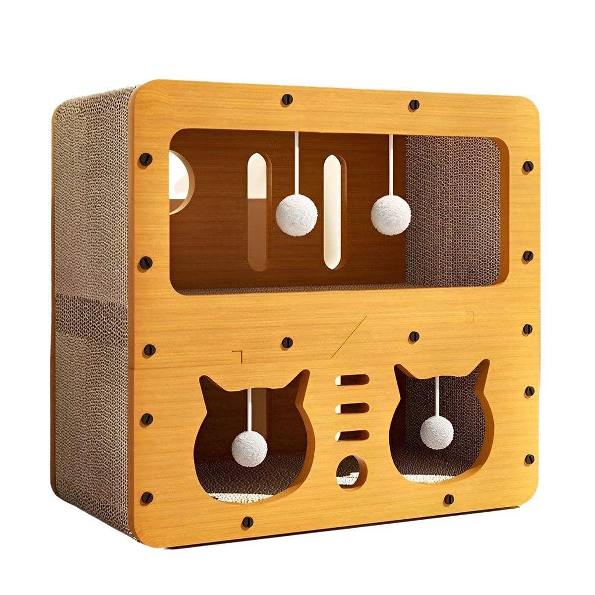 2-In-1 Cat Scratcher Board House with Hanging Balls, Cardboard Cat Tower - view 2