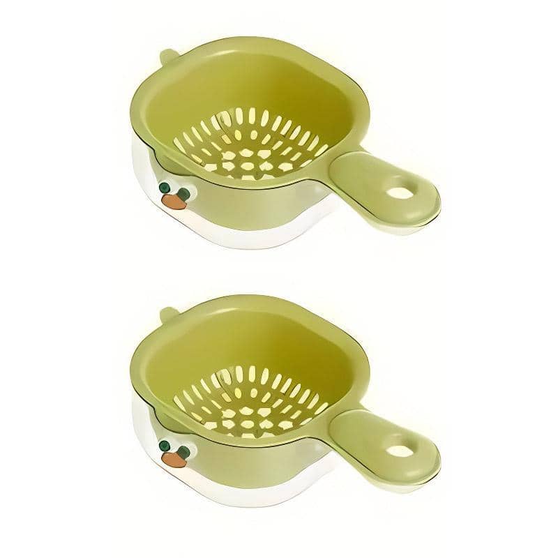 2-In-1 Double Layer Duckbill Draining Basket for Washing Fruit and Vegetables - Green