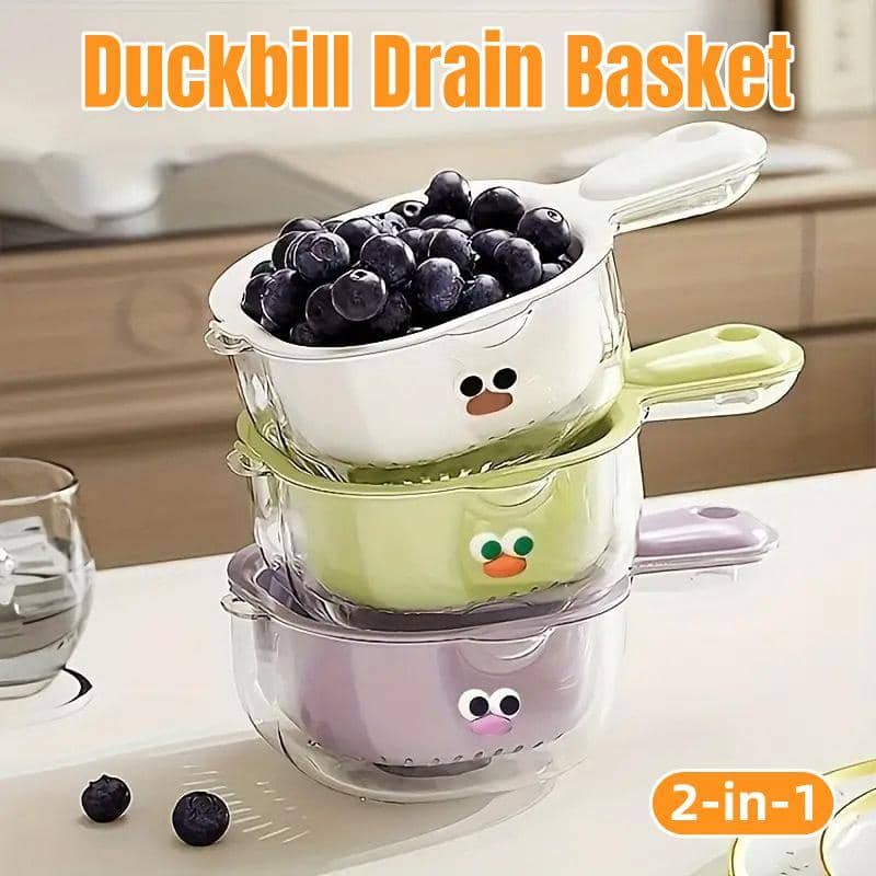 2-In-1 Double Layer Duckbill Draining Basket for Washing Fruit and Vegetables - Green - view 2