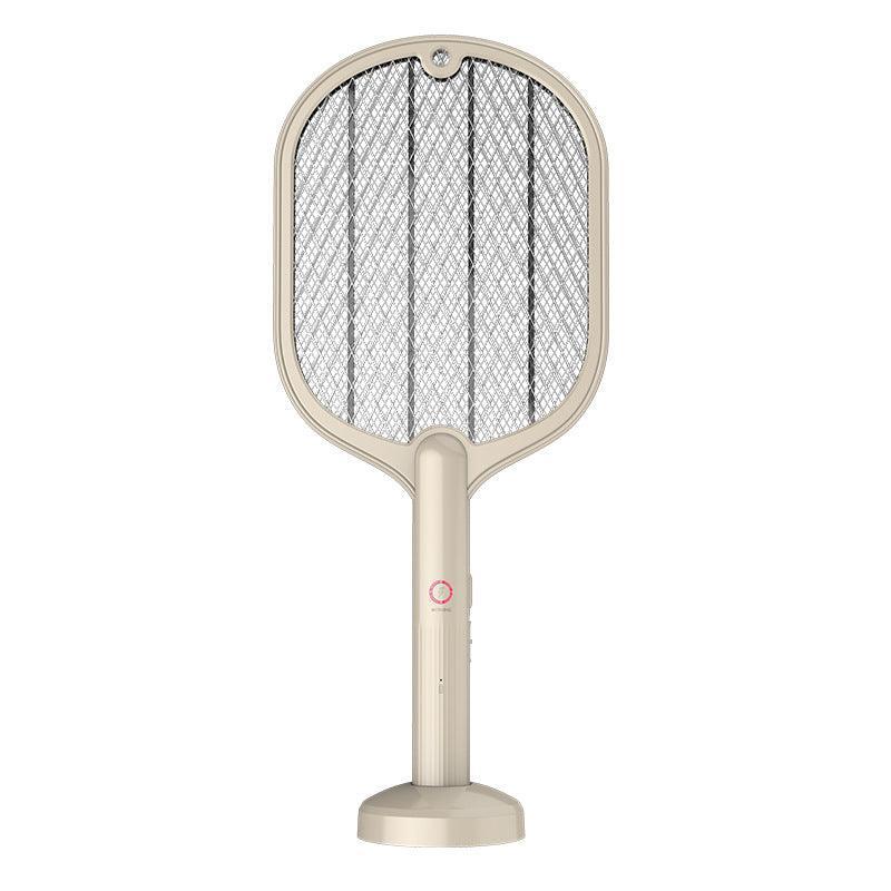 2-In-1 Electric Mosquito and Fly Swatter Racket with USB Cable - Cream White