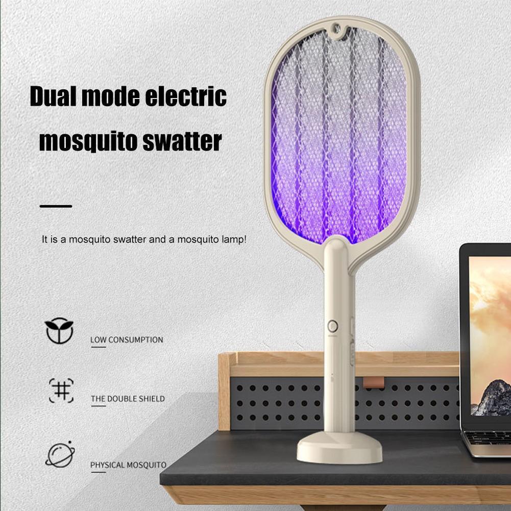 2-In-1 Electric Mosquito and Fly Swatter Racket with USB Cable - Cream White - view 4