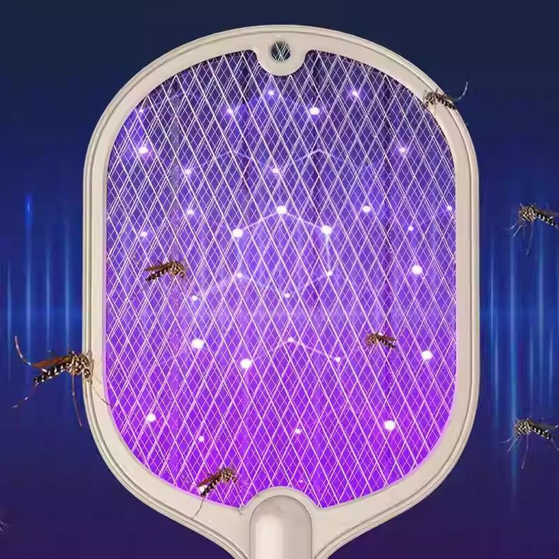 2-In-1 Electric Mosquito and Fly Swatter Racket with USB Cable - Cream White - view 5