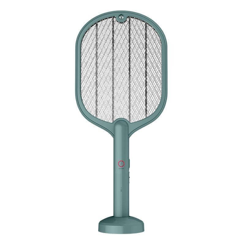 2-In-1 Electric Mosquito and Fly Swatter Racket with USB Cable - Dark Green