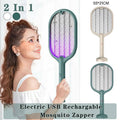 2-In-1 Electric Mosquito and Fly Swatter Racket with USB Cable - Dark Green - view 2