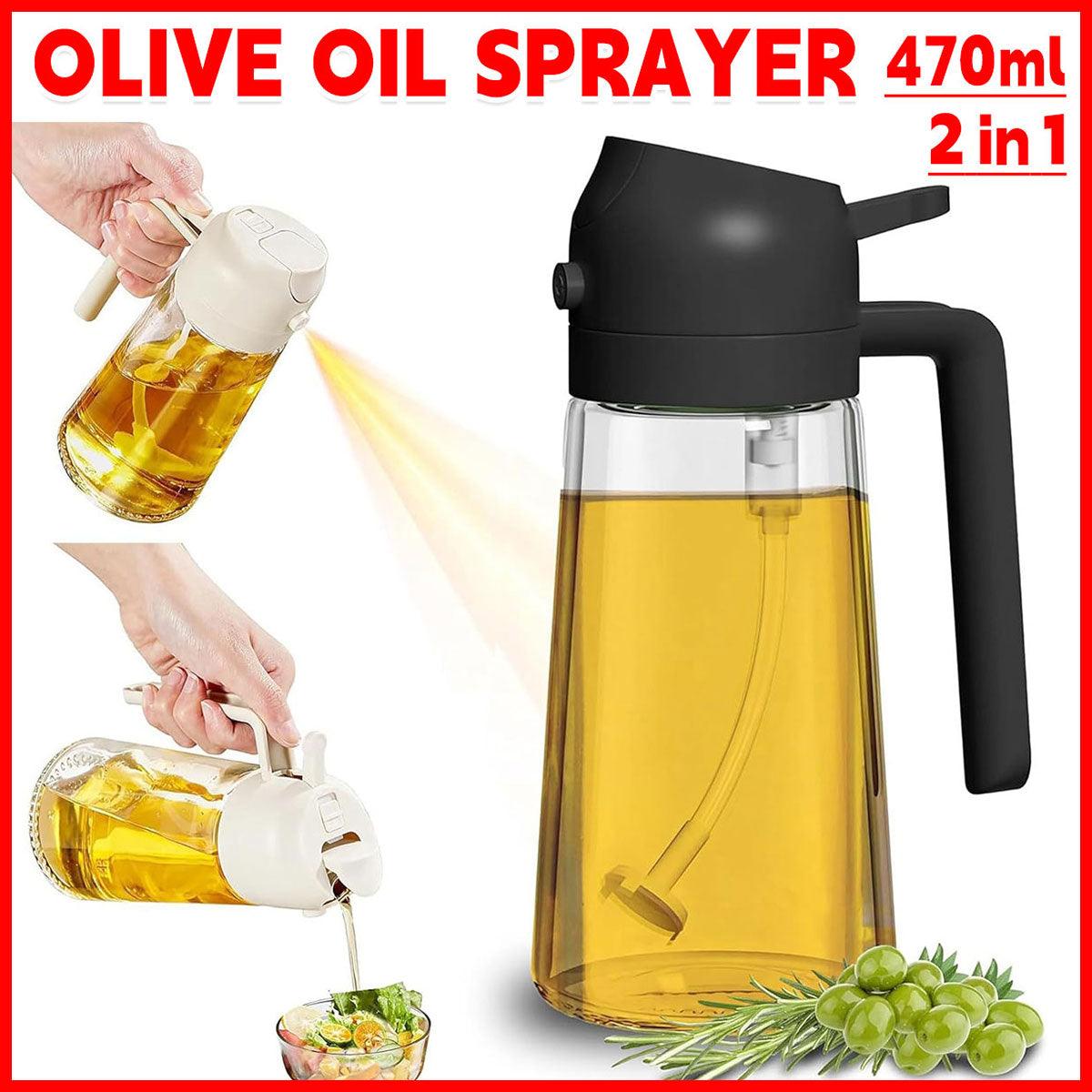 2-In-1 Glass Oil Sprayer and Pourer Bottle, 470 ml - Beige - view 2