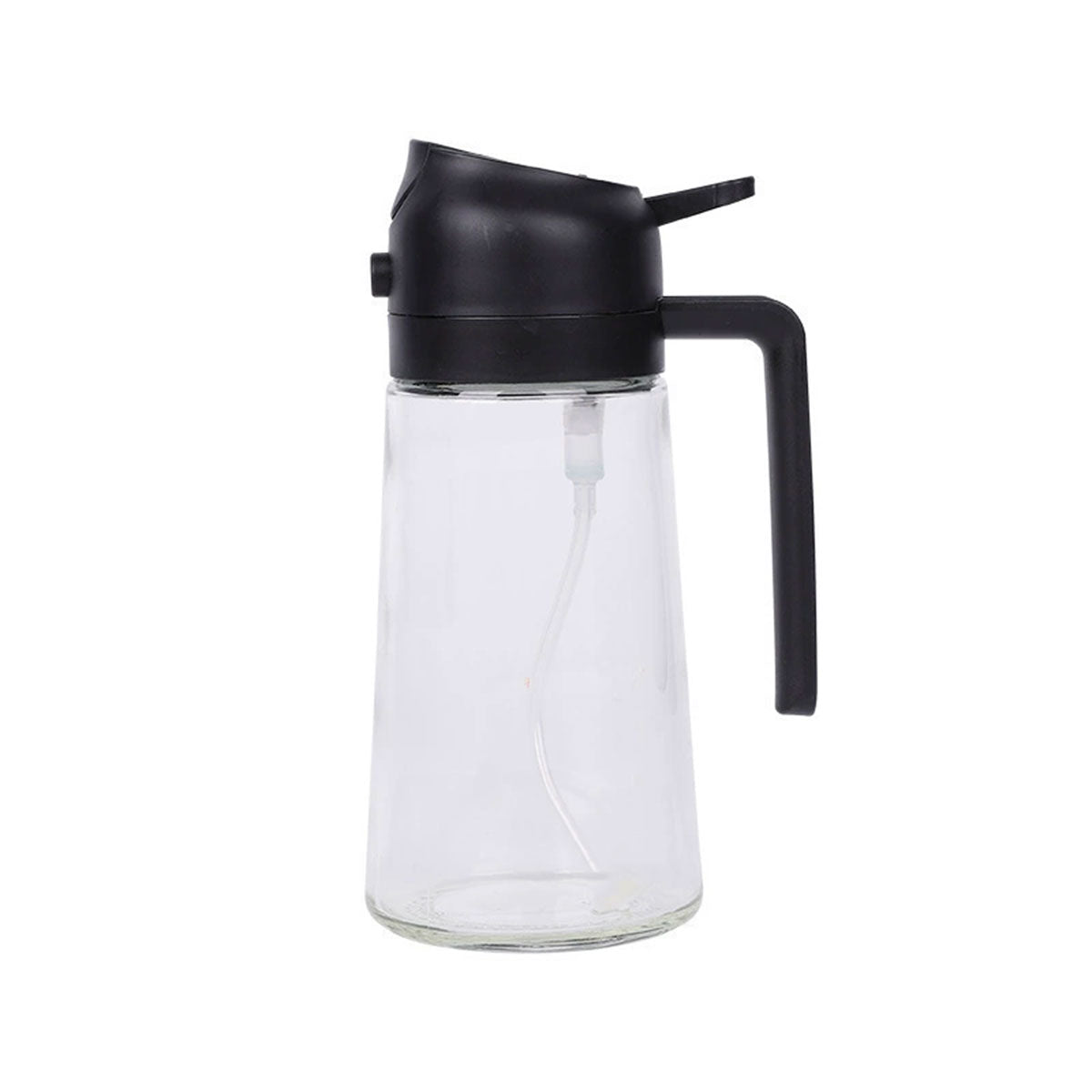 2-In-1 Glass Oil Sprayer and Pourer Bottle, 470 ml - Black