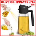 2-In-1 Glass Oil Sprayer and Pourer Bottle, 470 ml - Black - view 2