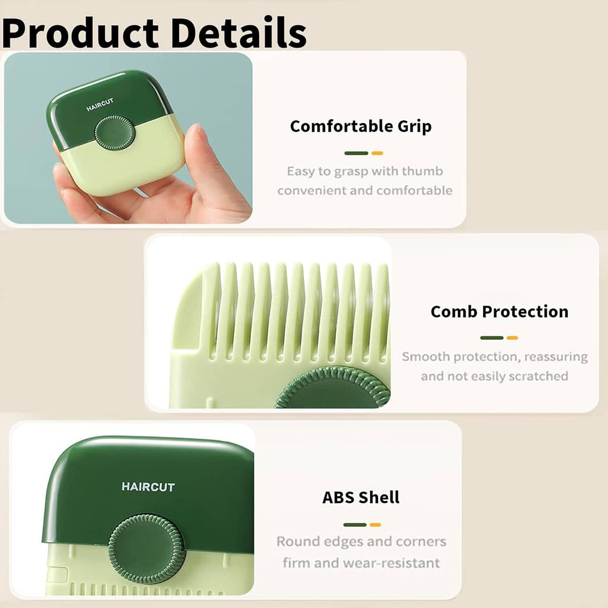 2-In-1 Hair Trimming Comb with Removable Blade - Green - view 4