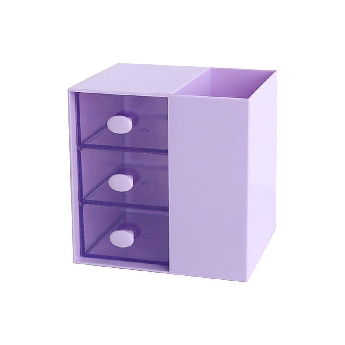 2-In-1 Purple Pumping Pen Container and Cosmetic Storage Box - 11.9 x 11.8 x 10 cm - view 2