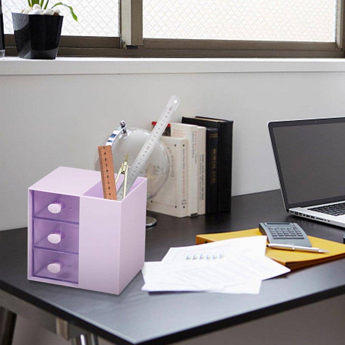 2-In-1 Purple Pumping Pen Container and Cosmetic Storage Box - 11.9 x 11.8 x 10 cm - view 4
