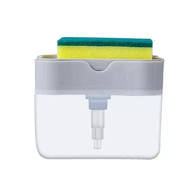 2-In-1 Soap Pump Dispenser with Sponge Holder - Grey