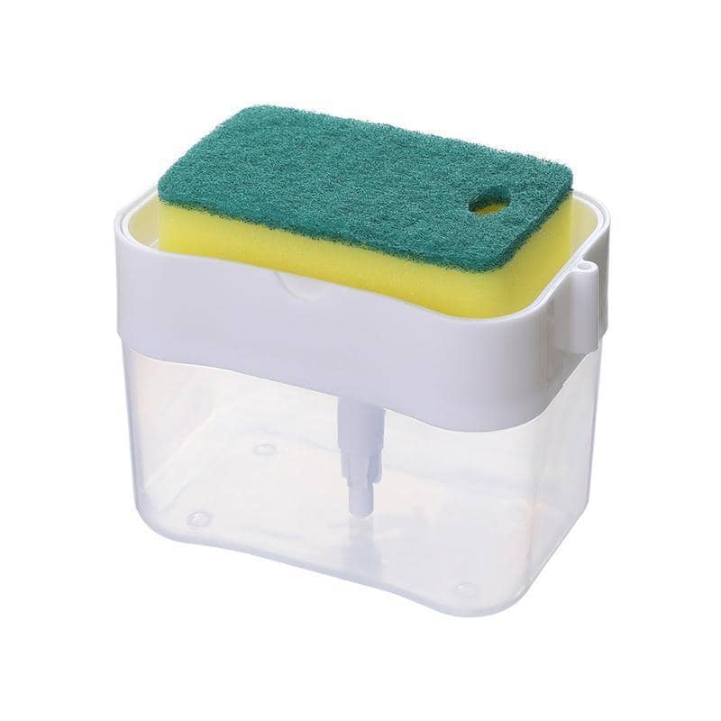 2-In-1 Soap Pump Dispenser with Sponge Holder - White