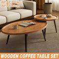 2 Pack Wooden Nesting Coffee Tables, Side and End Table Set
