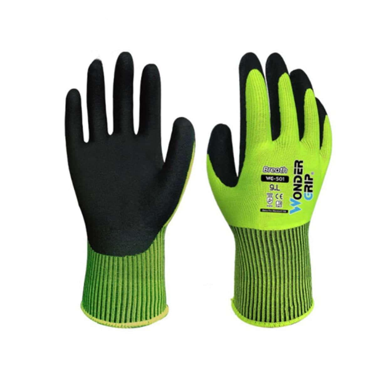 2 Pairs Nitrile Coated Garden Work Gloves Breathable Oil Resistant Non Slip - Size L