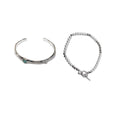 2-Piece OT Buckle Bracelet Set, Silver and Pearl - view 2