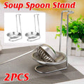 2 Piece Portable Stainless Steel Soup Spoon Stand Kitchen Utensil Colander Rack