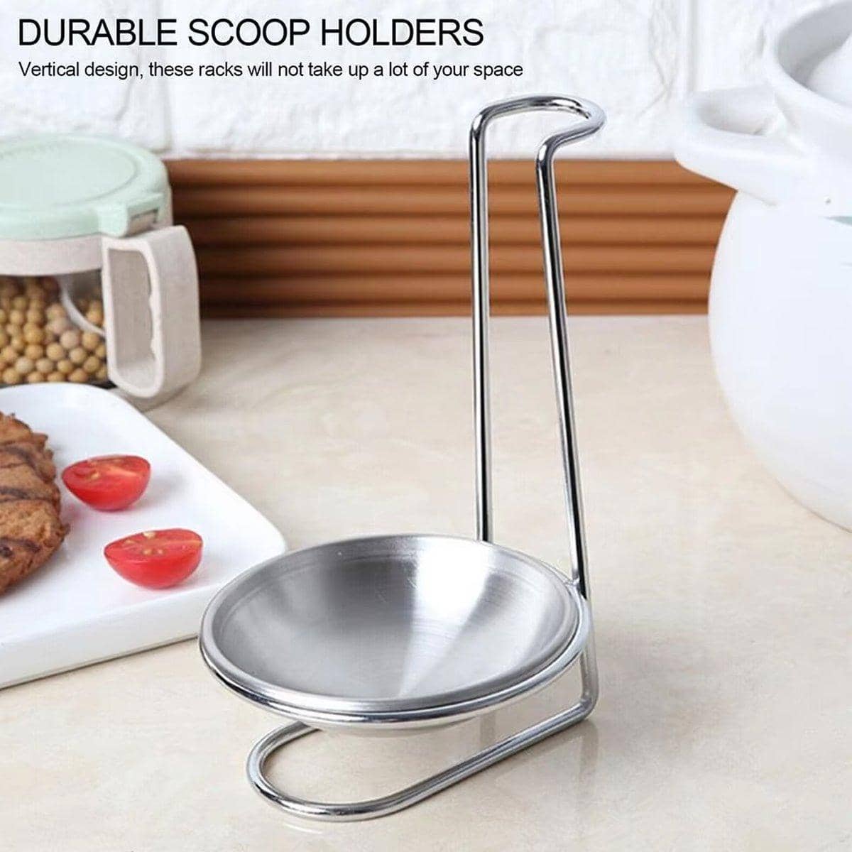 2 Piece Portable Stainless Steel Soup Spoon Stand Kitchen Utensil Colander Rack - view 4